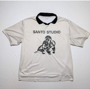 Santo Studio Collared Shirt Mens L Graphic Puppy Thugs Need Hugs Streetwear